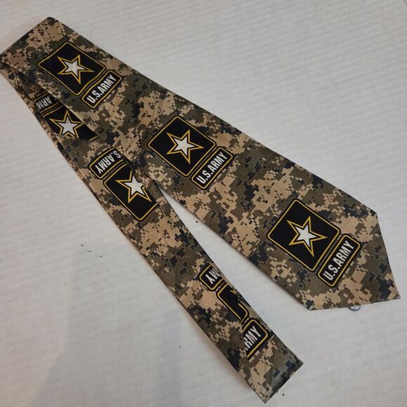 U.S. Army Camo Star Mens Neck Tie Military Necktie US Camo Multicolor Brown - Picture 1 of 8